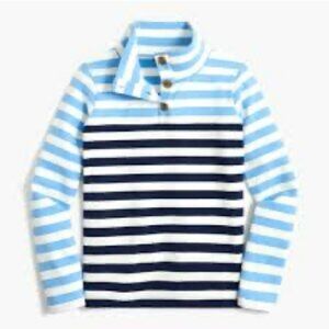 J Crew Factory Striped Button Front Pullover Women XS Blue White Nautical Cotton